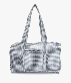 Daphne Travel Weekender Zip Tote Bag - Black Gingham - Kayu