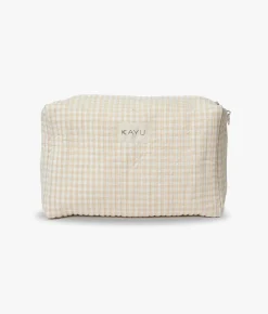 Elsie Travel Case Zip Pouch Bag - Beige Gingham- Kayu