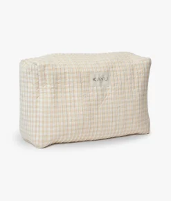 Elsie Travel Case Zip Pouch Bag - Beige Gingham- Kayu