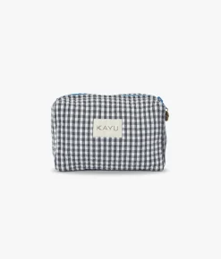 Mini Elsie Travel Case Zip Pouch Bag - Black Gingham - Kayu