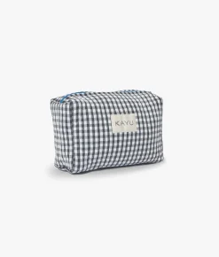 Mini Elsie Travel Case Zip Pouch Bag - Black Gingham - Kayu