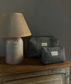 Mini Elsie Travel Case Zip Pouch Bag - Black Gingham - Kayu
