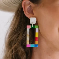 Rainbow Colorblock Earrings - Sunshine Tienda