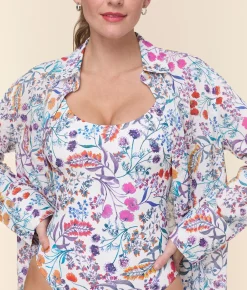 The Coastal Button Up - Lightweight Rayon - Botanical Floral