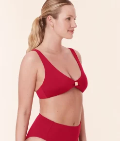 The Dalia Bikini Top - Eco Nylon - Garnet
