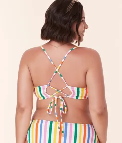 The Fiji Bikini Top - Eco Nylon - Rainbow Stripe