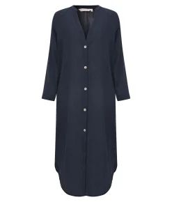 The Handloom Terra Shirt Dress - Navy