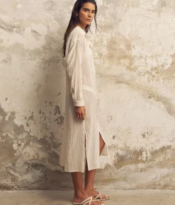 The Handloom Voyage Shirt Dress - White Stripes