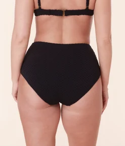 The High Waist Bikini Bottom - Terry Dot - Black