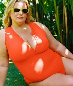 The Malibu One Piece - Eco Nylon - Vermillion - Classic
