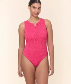 The Malibu One Piece - Eyelet - Begonia - Classic