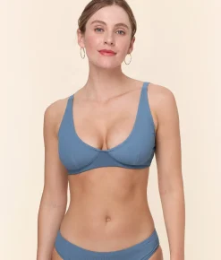 The Mila Bikini Top - Eco Ribbed - Slate