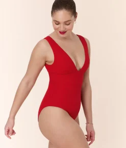 The Mykonos One Piece - Eco Ribbed - Cherry Red - Classic
