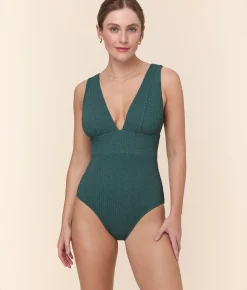 The Mykonos One Piece - Textured Weave - Seaweed - Classic