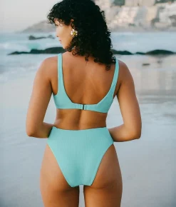 The 90s High Waist Bikini Bottom - Wide Rib - Opal